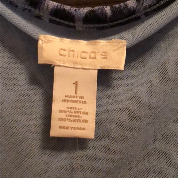 NWT Chico’s blue leopard soft ruffle tank, size 1 - Picture 7 of 8